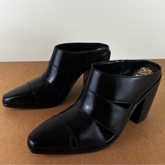 NEW VINCE CAMUTO BLACK LEATHER MULES - Picture 8 of 11